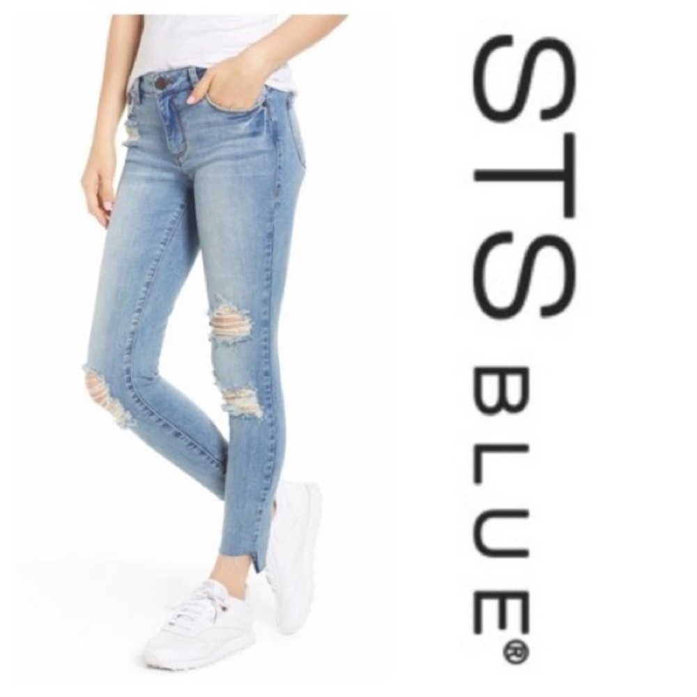 Mid-Waisted Emma Ankle Skinny Frayed Hem Jeans